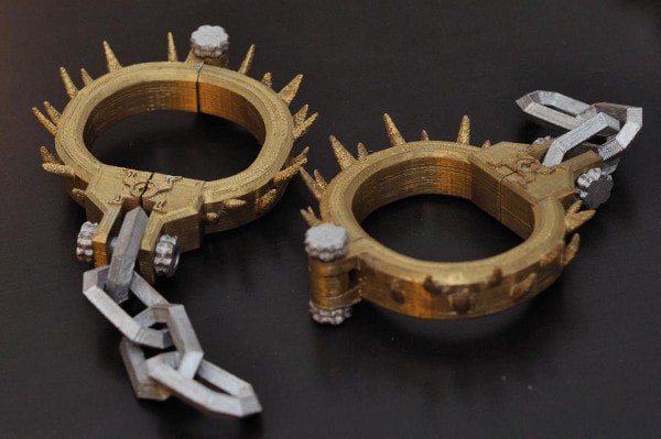 gold and silver 3D printed manacles